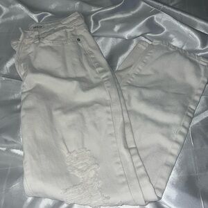 YMI White ripped high waisted  mom jeans size 4